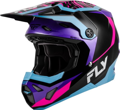 FLY Racing Formula CP Charge Helmet (2027) - Black / Purple / Pink / Blue - View 18