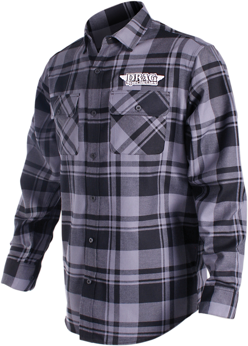 THROTTLE THREADS Drag Specialties Long-Sleeve Flannel Shirt - Gray/Black / Small 3040-2710