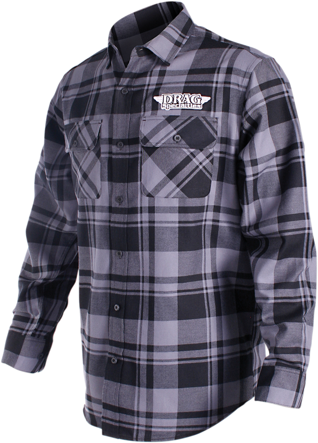 THROTTLE THREADS Drag Specialties Long-Sleeve Flannel Shirt - Gray/Black / Small 3040-2710