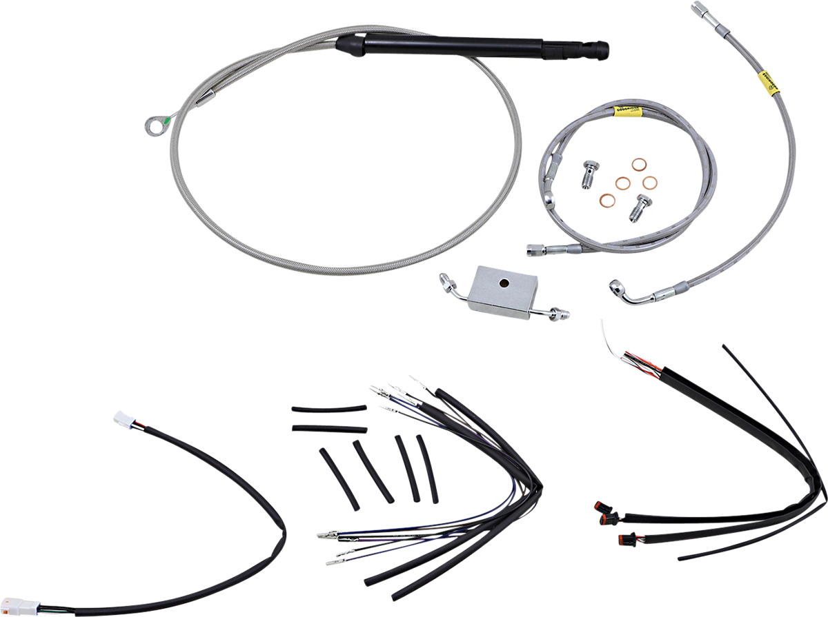 BURLY BRAND Handlebar Cable/Brake Line Kit for Burly Ape Handlebars - 18" Gorilla / Softail/Touring / Stainless 0662-0715
