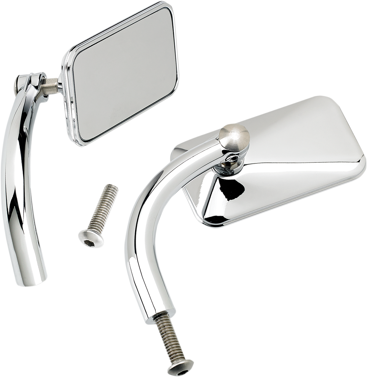 BILTWELL Mirrors - Utility / Side View / Rectangle / Perch / Chrome / Pair 0640-1001