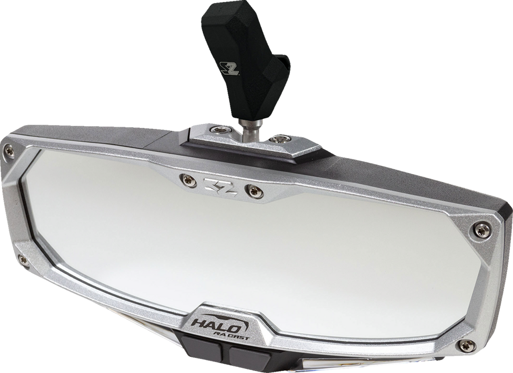 SEIZMIK Halo R Rear View Mirror with Cast Aluminum Bezel/LED Cabin Light - CF Moto - Mirror / Halo R / Rear View w/LED Cabin Light / Rectangle / Black w/Silver Bezel / Each / CF M
