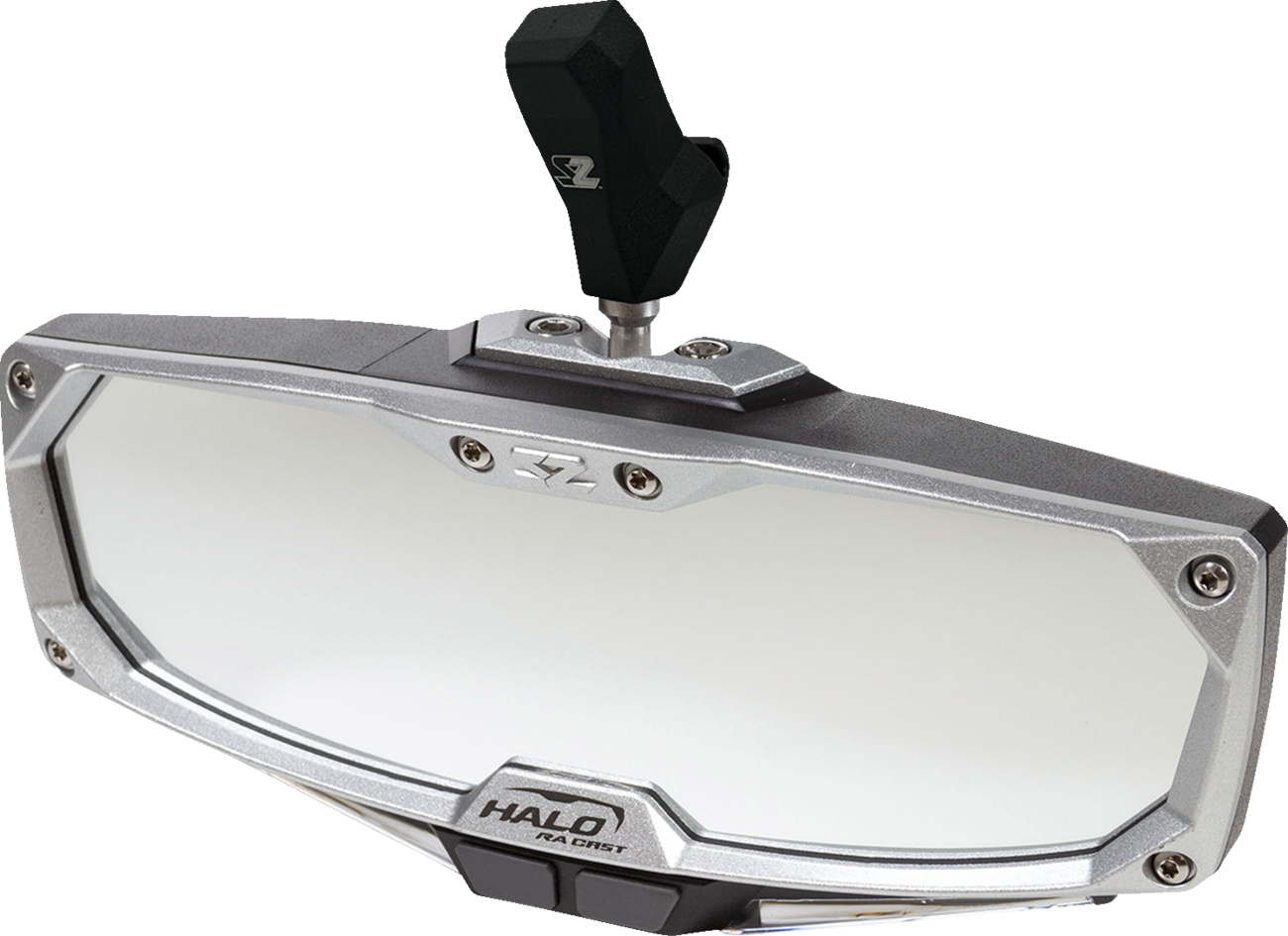 SEIZMIK Halo R Rear View Mirror with Cast Aluminum Bezel/LED Cabin Light - CF Moto - Mirror / Halo R / Rear View w/LED Cabin Light / Rectangle / Black w/Silver Bezel / Each / CF M