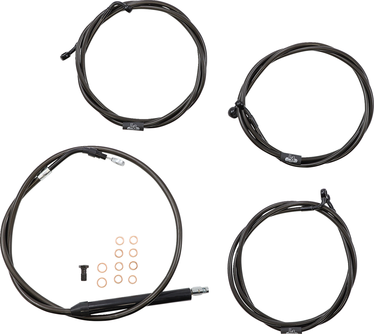 LA CHOPPERS Standard Midnight Braided Handlebar Cable/Brake Line Kit — Ape Hanger