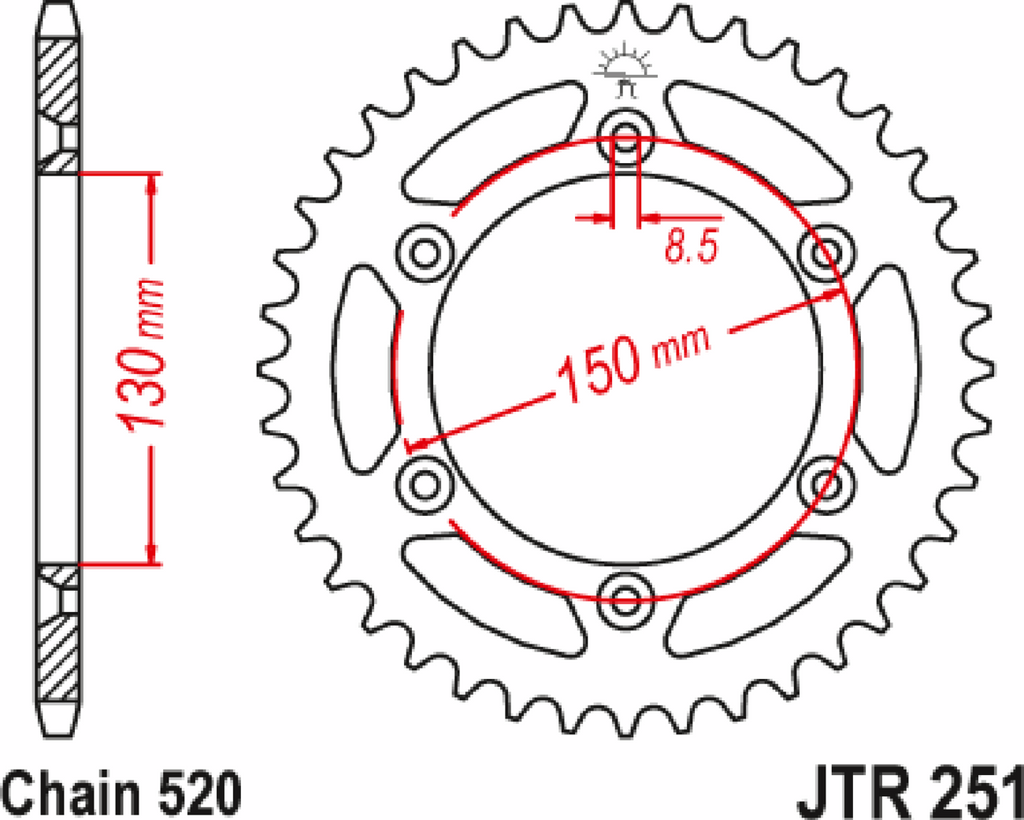 JT SPROCKETS Steel Rear Sprocket - Rear Sprocket / 47 Tooth / Yamaha 1210-1550