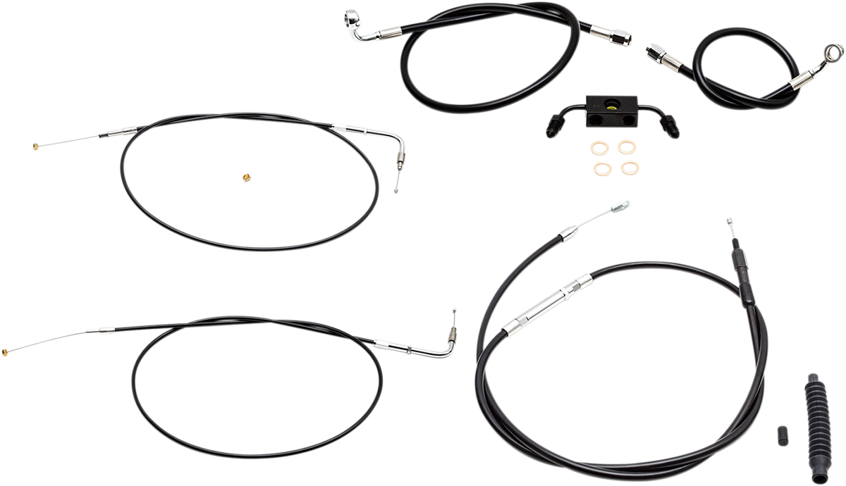 LA CHOPPERS Standard Black Vinyl Handlebar Cable/Brake Line Kit — Ape Hanger
