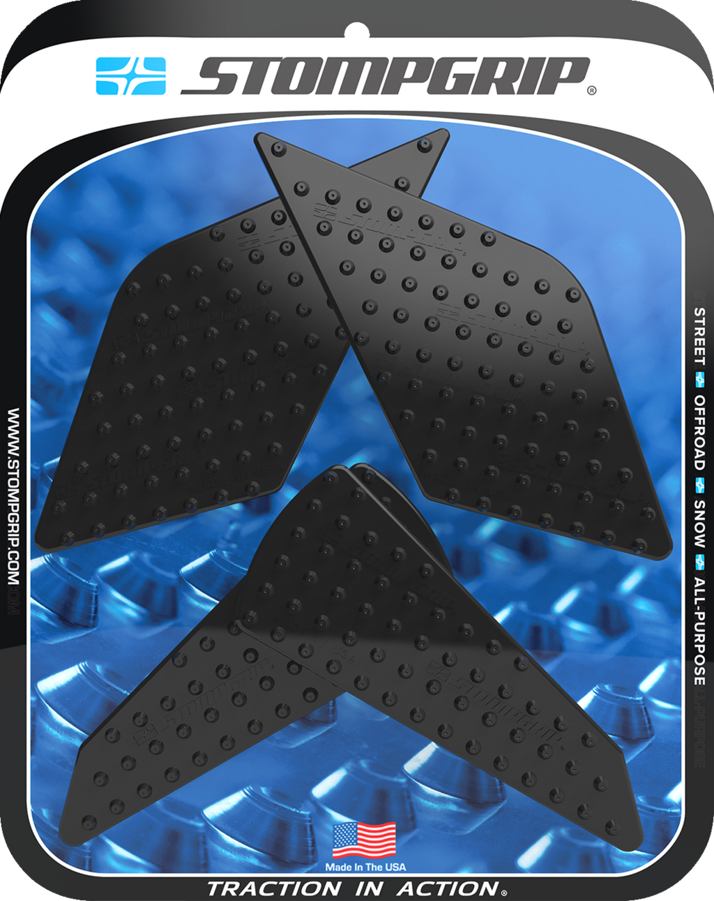 STOMPGRIP Tank Grips - Volcano - Black - Kawasaki - Ninja '23-'25 55-10-0204B