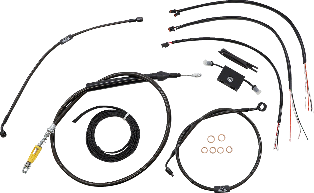 LA CHOPPERS Complete Midnight Braided Handlebar Cable/Brake Line Kit — Standard
