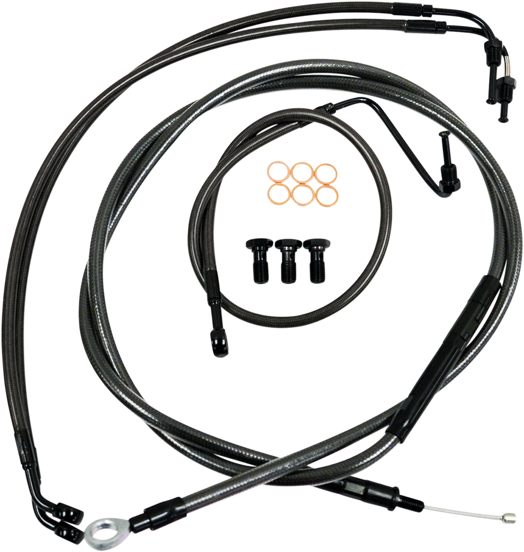 LA CHOPPERS Standard Midnight Braided Handlebar Cable/Brake Line Kit — Mini/Ape Hanger - Handlebar Cable/Brake Line Kit / Quick Connect / Mini Ape Hangers / Midnight / '18-'24 Sof