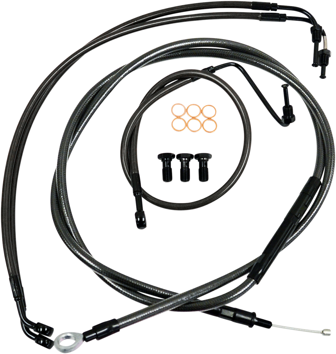LA CHOPPERS Standard Midnight Braided Handlebar Cable/Brake Line Kit — Mini/Ape Hanger - Handlebar Cable/Brake Line Kit / Quick Connect / Mini Ape Hangers / Midnight / '18-'24 Sof