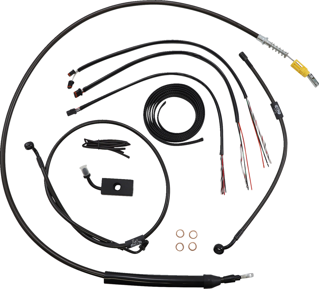 LA CHOPPERS Complete Midnight Braided Handlebar Cable/Brake Line Kit — Standard