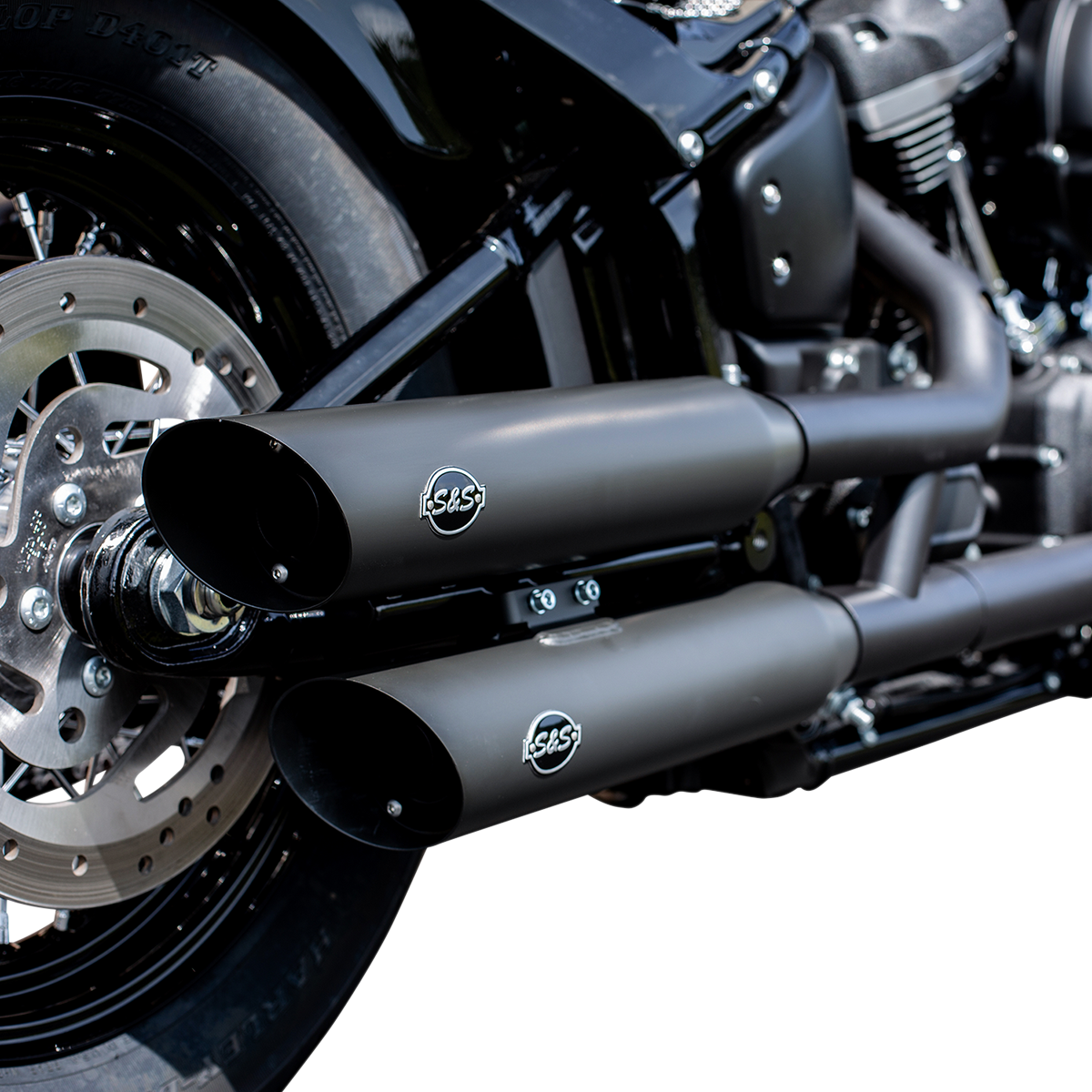 S&S CYCLE Slash-Cut Slip-On Mufflers - Race - Black - FLFB 550-0735
