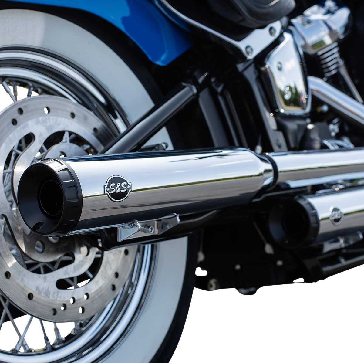 S&S CYCLE Grand National Slip-On Mufflers - Race - Chrome - FLHC/FLDE 550-0740