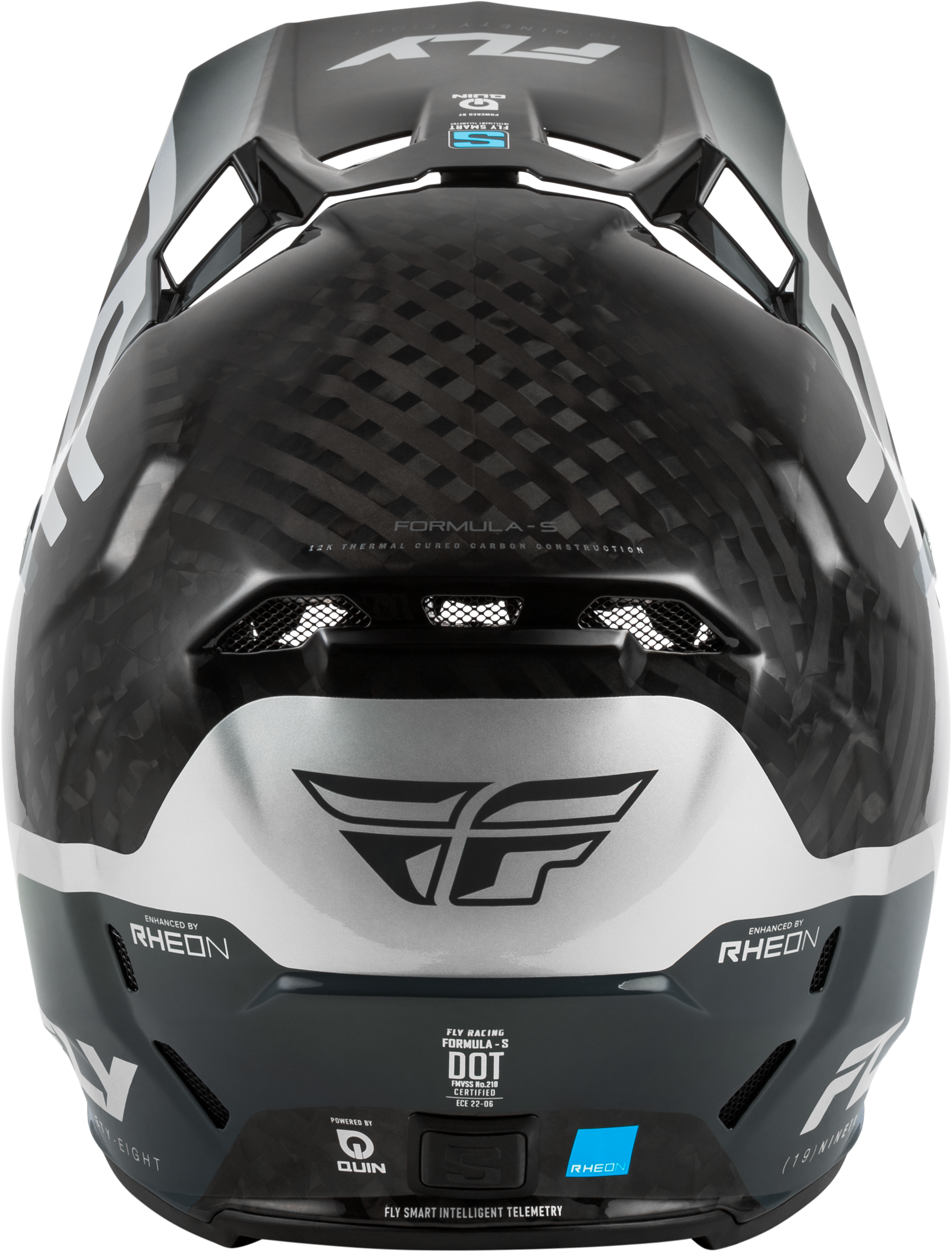 FLY Racing Formula S Carbon Byte Helmet (2026) - Black Carbon / Grey / Silver - View 5