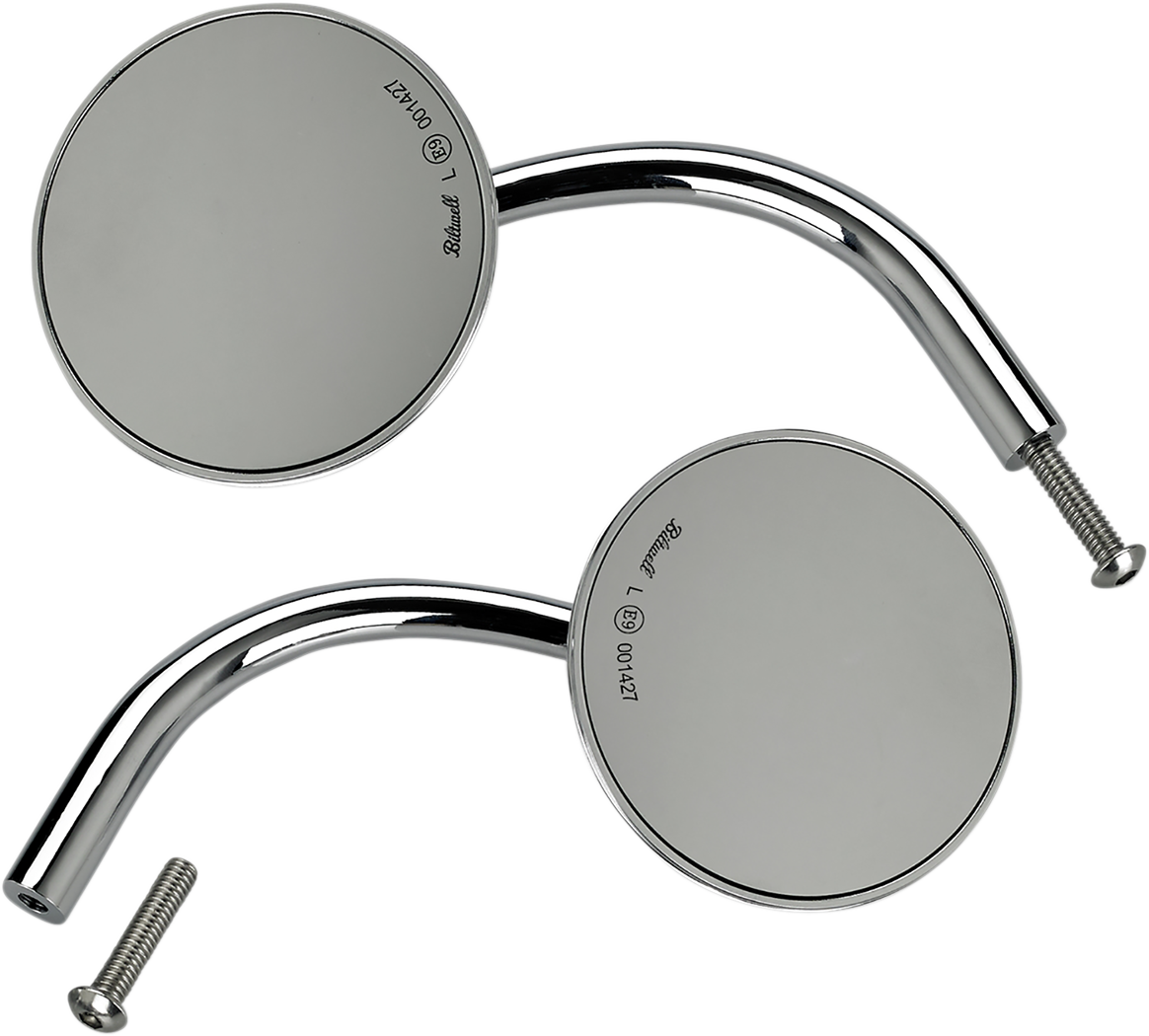BILTWELL Mirrors - Utility / Side View / Round / Perch / Chrome / Pair 0640-1329