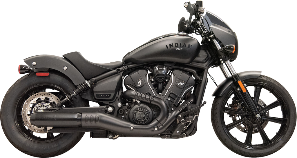 BASSANI XHAUST 4" Slip-On Muffler with Billet End Cap - Black - Scout 8S37B