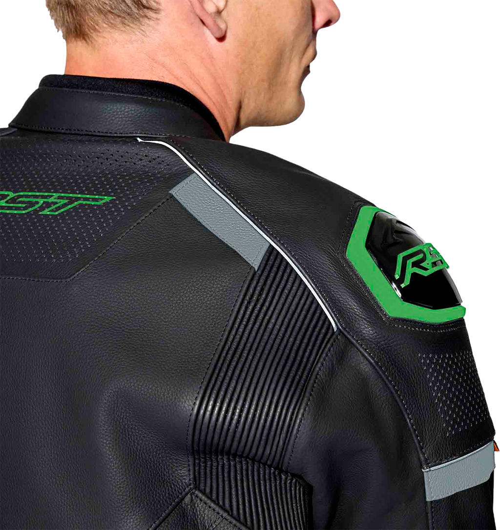RST S-1 CE Men's Leather Jacket - Black / Grey / Fluorescent Green - View 22