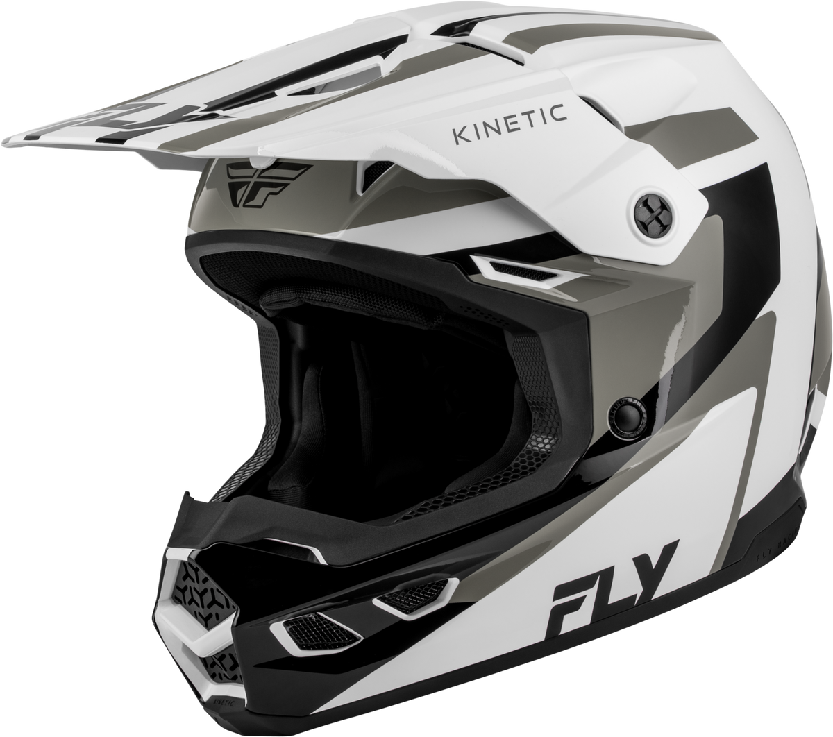 FLY Racing Kinetic Sync Helmet (2027) - White / Black / Grey - View 4