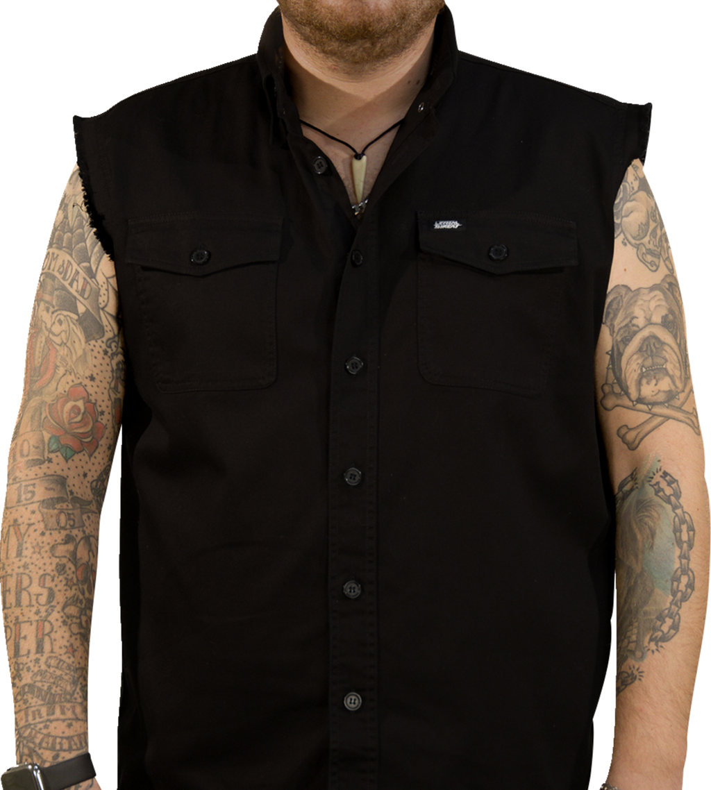 LETHAL THREAT Freedom Ain't Free Printed Sleeveless Button Down Shirt