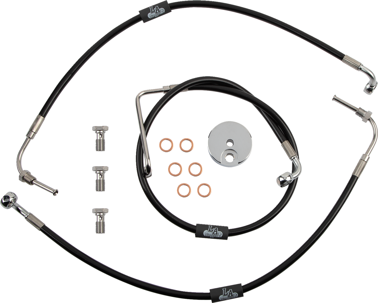 LA CHOPPERS Black Braided Brake Line Kit