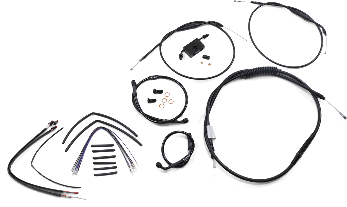 BURLY BRAND Extended Handlebar Cable and Brake Line Kit for Sportsters with ABS - 12" T-Bar Handlebars 0662-0591