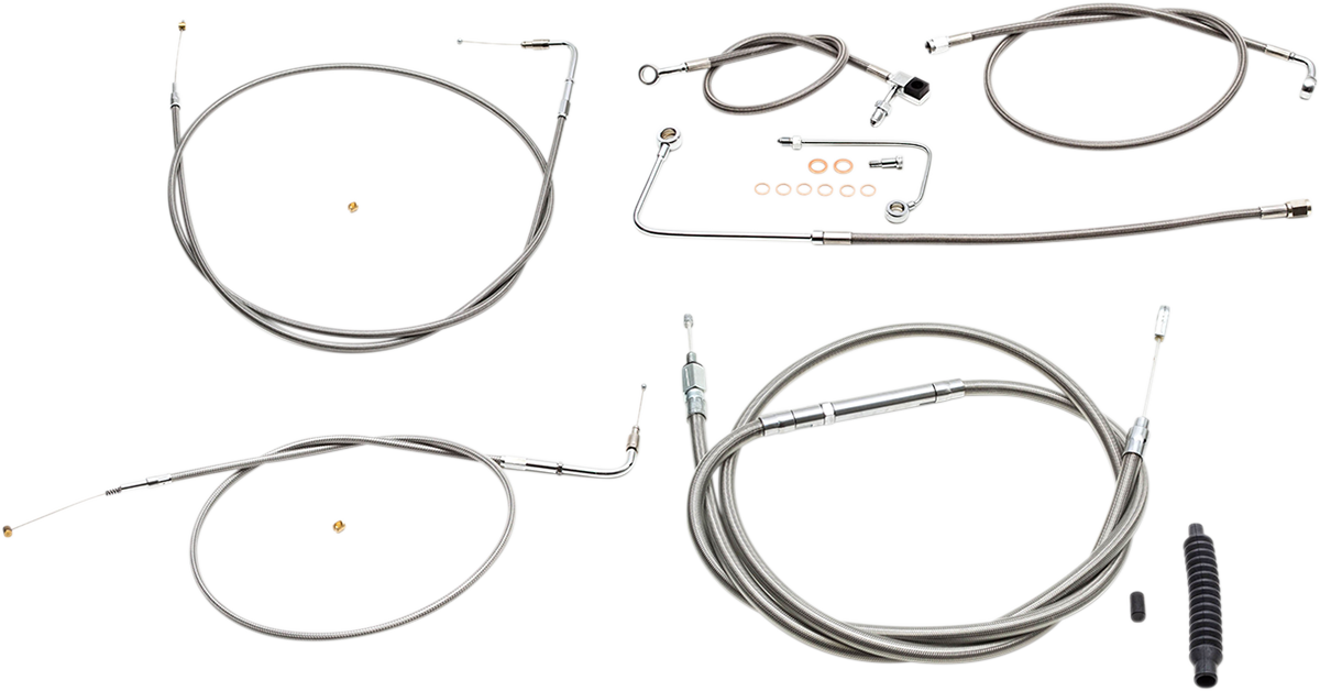 LA CHOPPERS Standard Stainless Braided Handlebar Cable/Brake Line Kit
