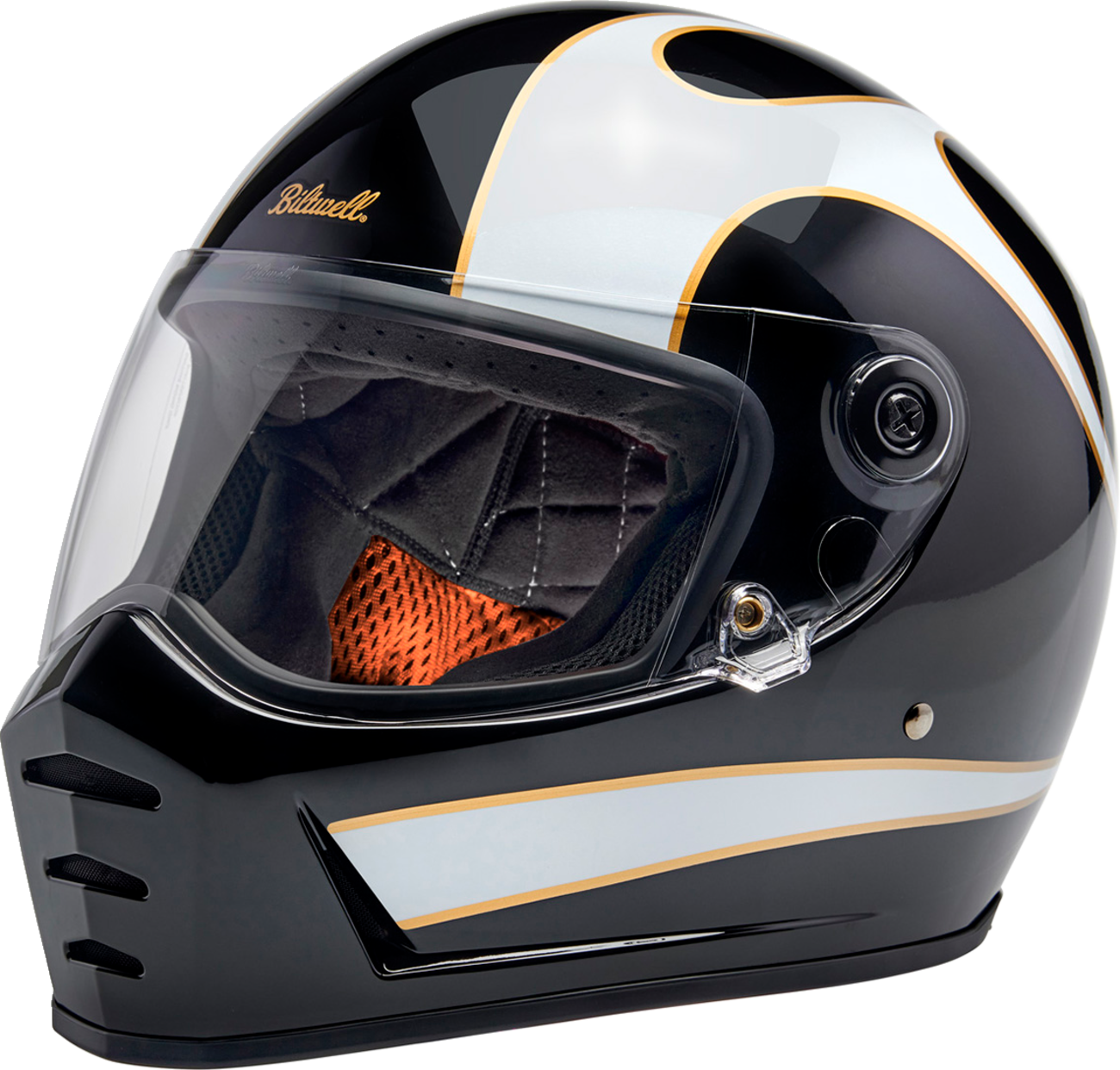 BILTWELL Lane Splitter Helmet - Gloss Black/White Flames / Large 0101-16731