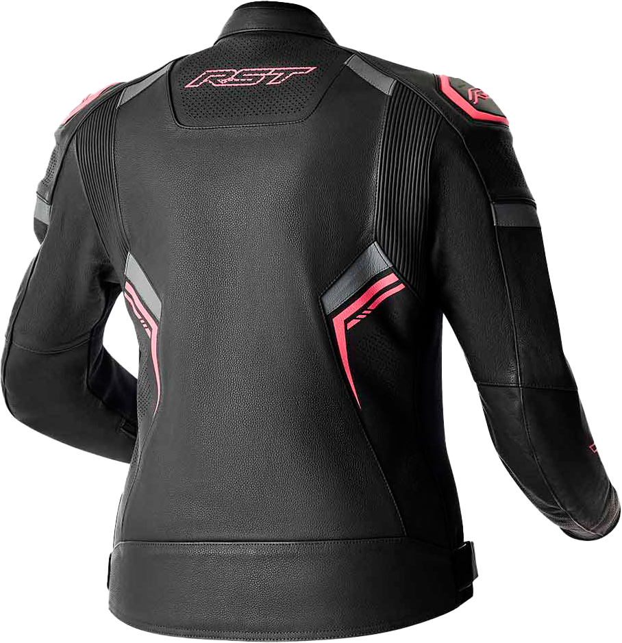 RST S-1 CE Women's Leather Jacket - Black / Fluorescent Pink - View 2