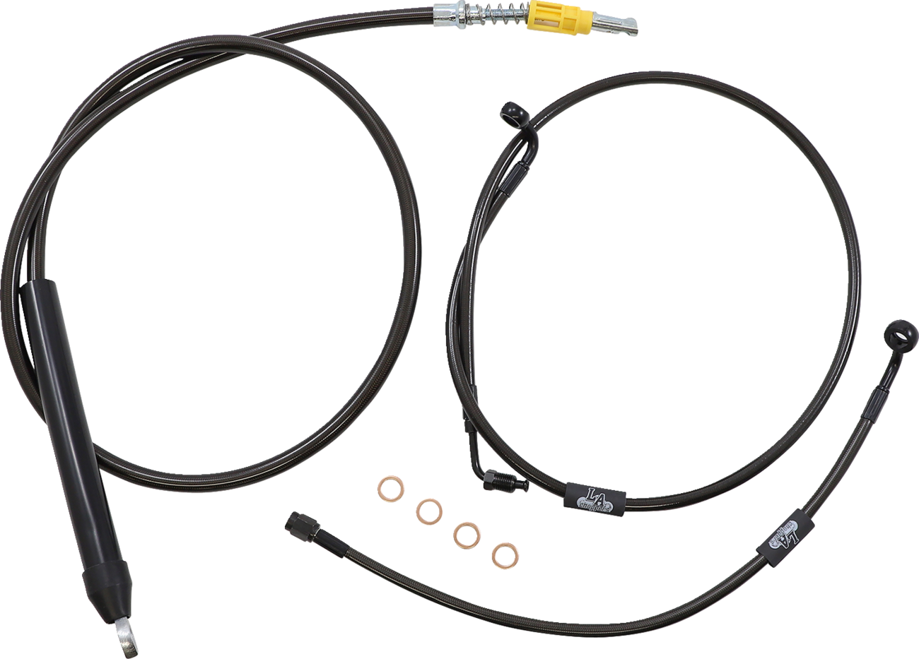 LA CHOPPERS Standard Midnight Braided Handlebar Cable/Brake Line Kit — Ape Hanger
