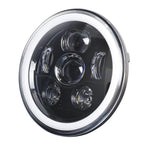 Eagle Lights 7" Round LED Projection Headlight Generation III- Black - Halo Ring - Jeep Wrangler