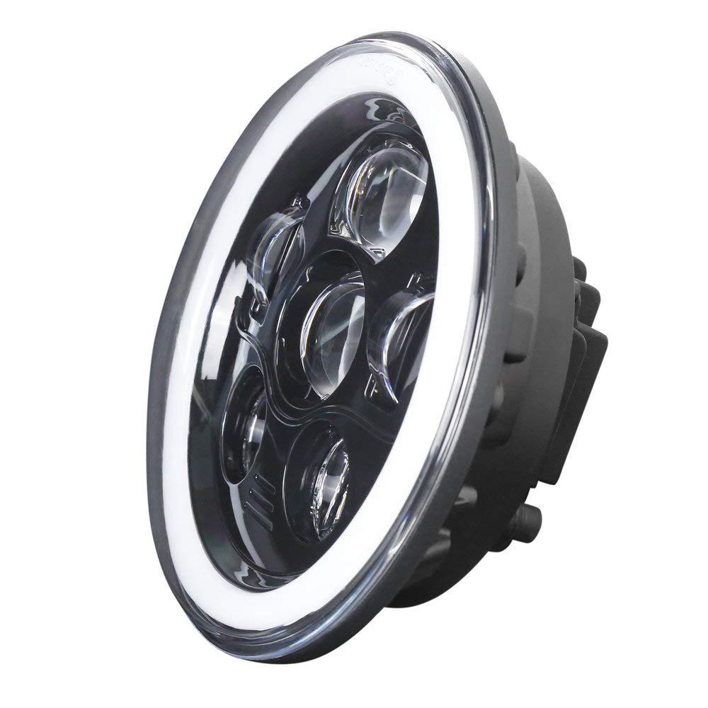 Eagle Lights 7" Round LED Projection Headlight Generation III- Black - Halo Ring - Jeep Wrangler