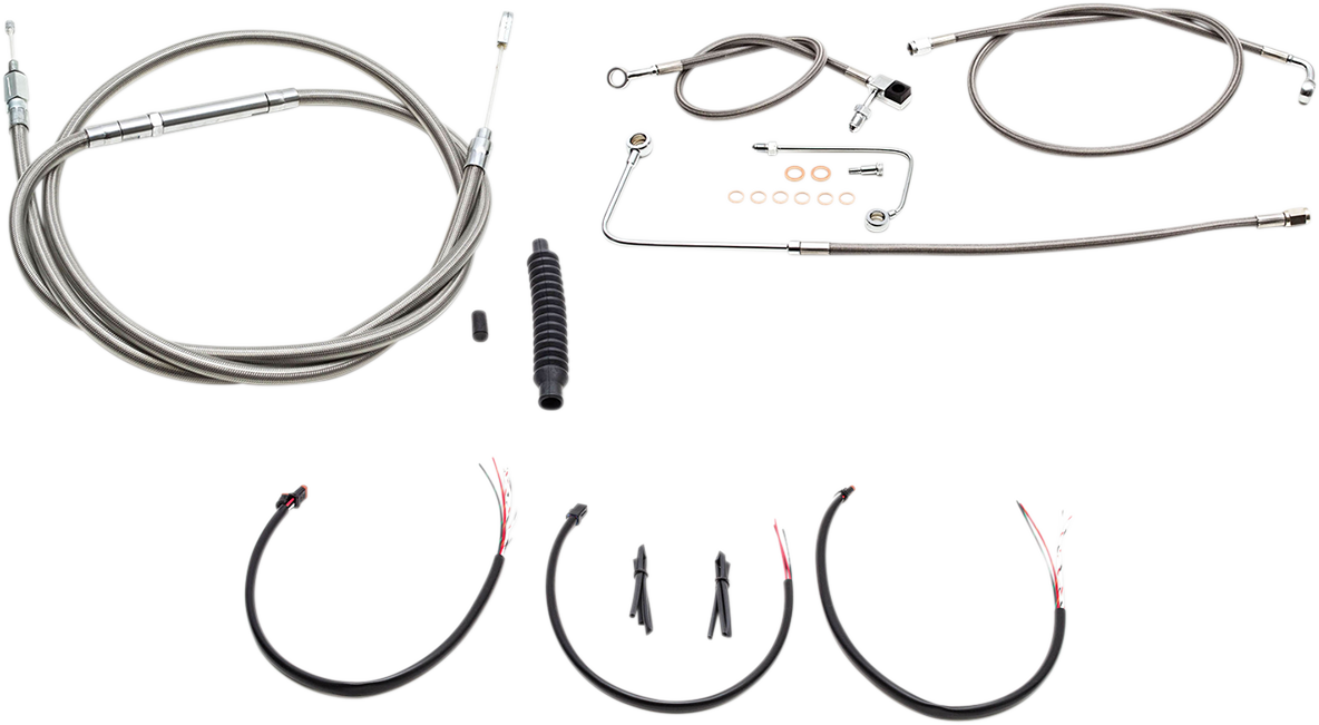 LA CHOPPERS Complete Stainless Braided Handlebar Cable/Brake Line Kit — Cable Kit