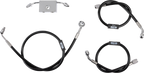 LA CHOPPERS Black Braided Brake Line Kit - Brake Line / 12" / 14" Ape Hanger Handlebars / Black 1741-6241