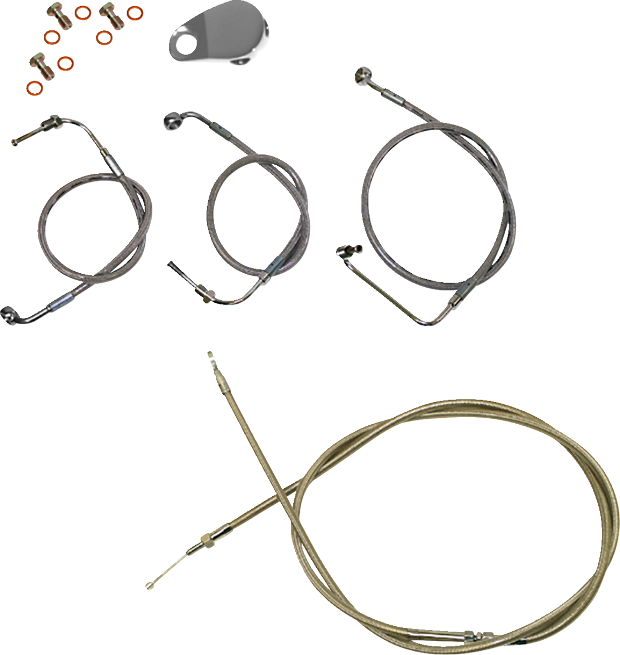 LA CHOPPERS Standard Stainless Braided Handlebar Cable/Brake Line Kit