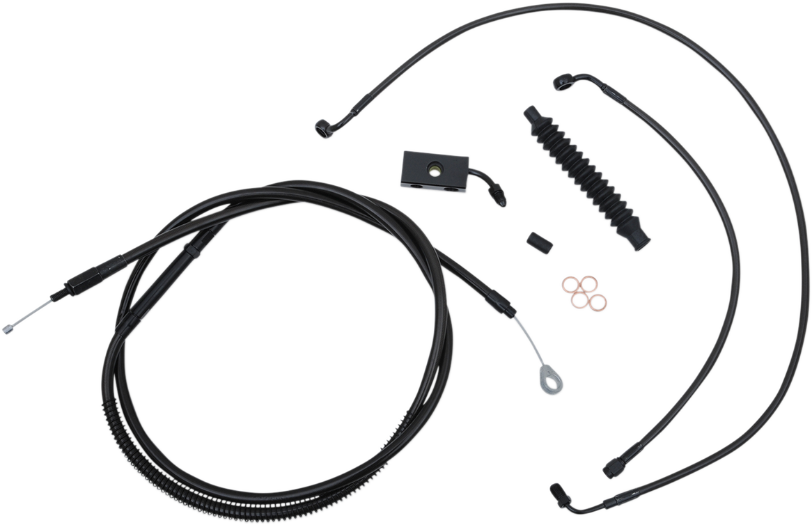 LA CHOPPERS Standard Midnight Braided Handlebar Cable/Brake Line Kit — Ape Hanger