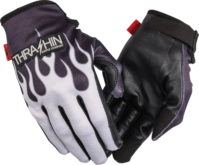 THRASHIN SUPPLY CO. Stealth Leather Palm Flame Gloves