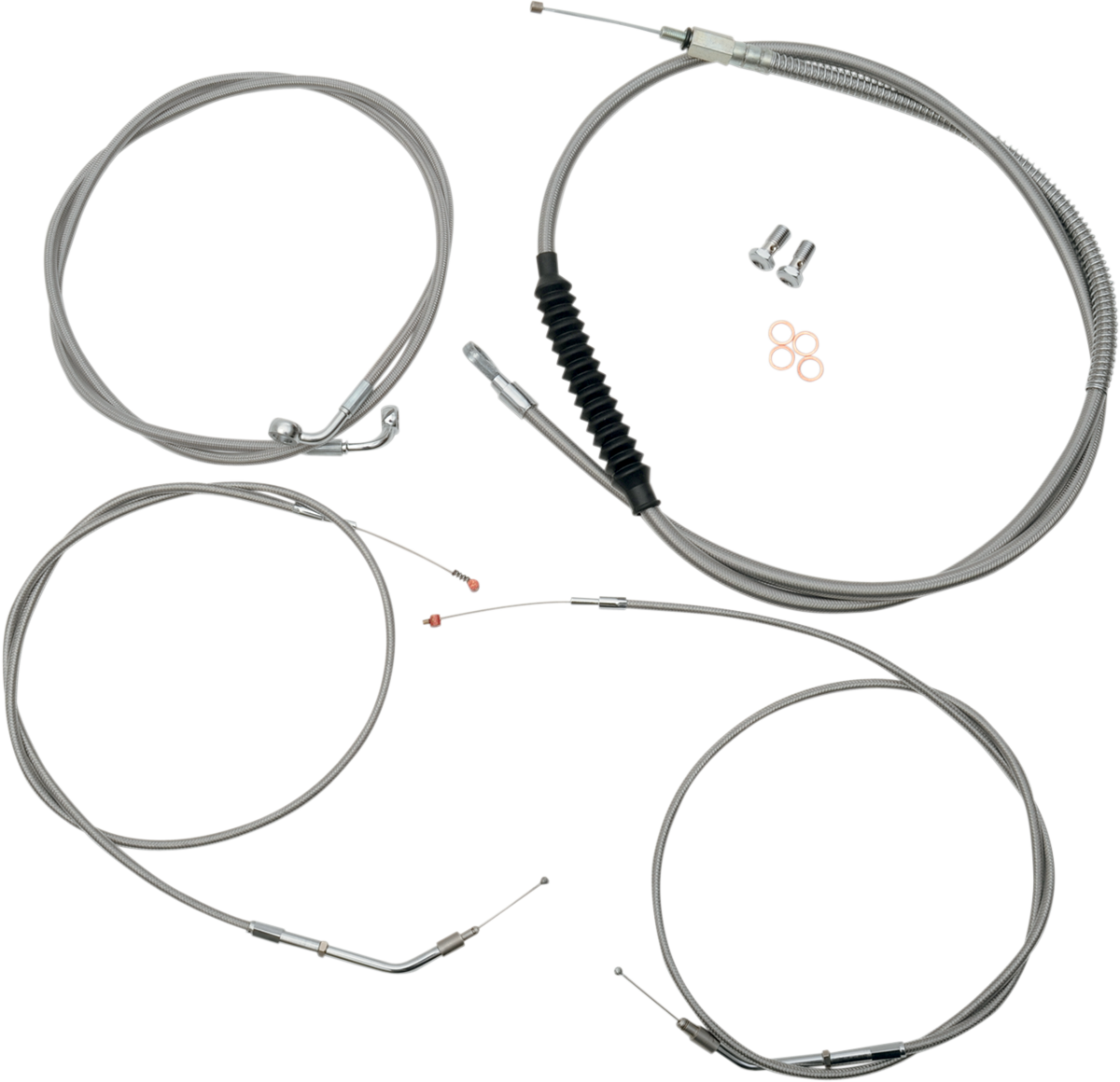 LA CHOPPERS Standard Stainless Braided Handlebar Cable/Brake Line Kit