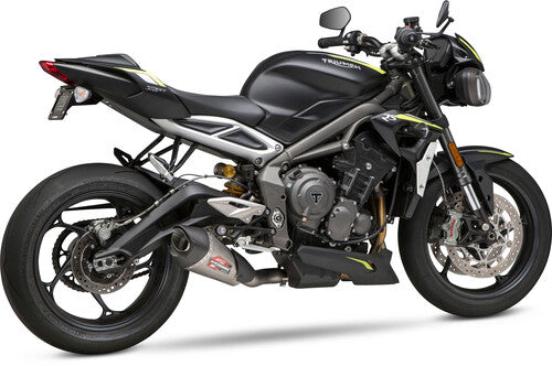 Yoshimura Street Triple 18-23 AT2 Stainless Slip-On Exhaust, w/ Stainless Muffler