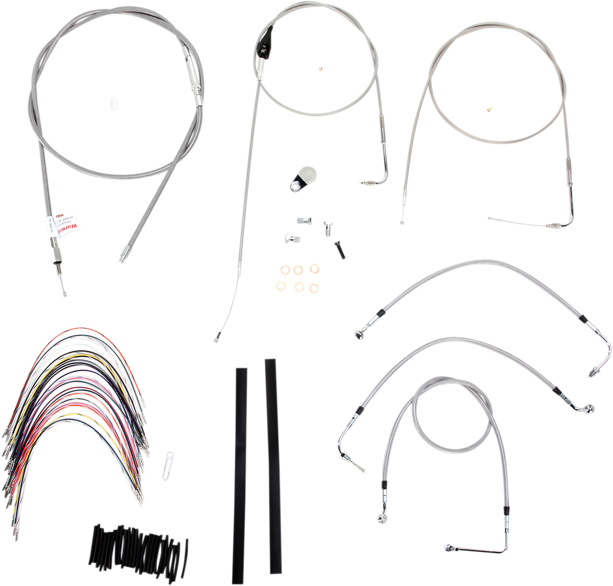 BURLY BRAND Complete Stainless Braided Handlebar Cable/Brake Line Kit - 16" Ape Hangers / '00-'06 Touring 0610-0735