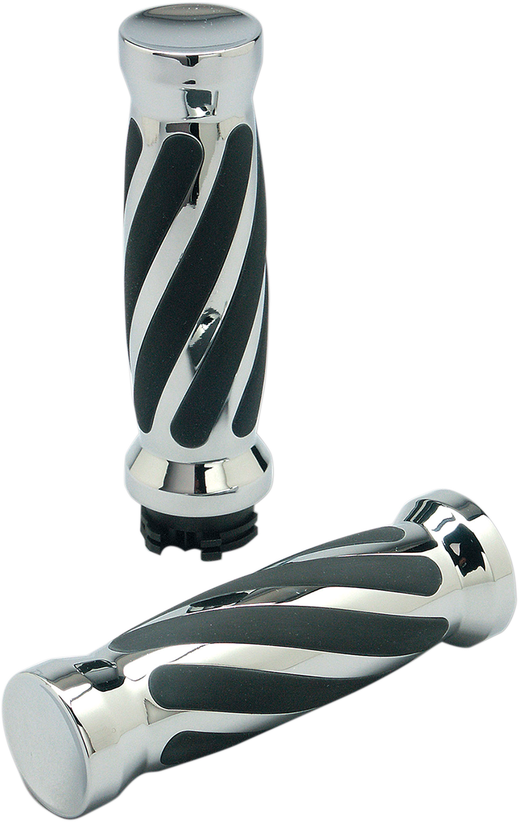 PRO-ONE PERF.MFG. Custom Twisted Rubber Grips - TBW - Chrome 490011
