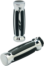 PRO-ONE PERF.MFG. Custom Straight Rubber Grips - TBW - Chrome 490001
