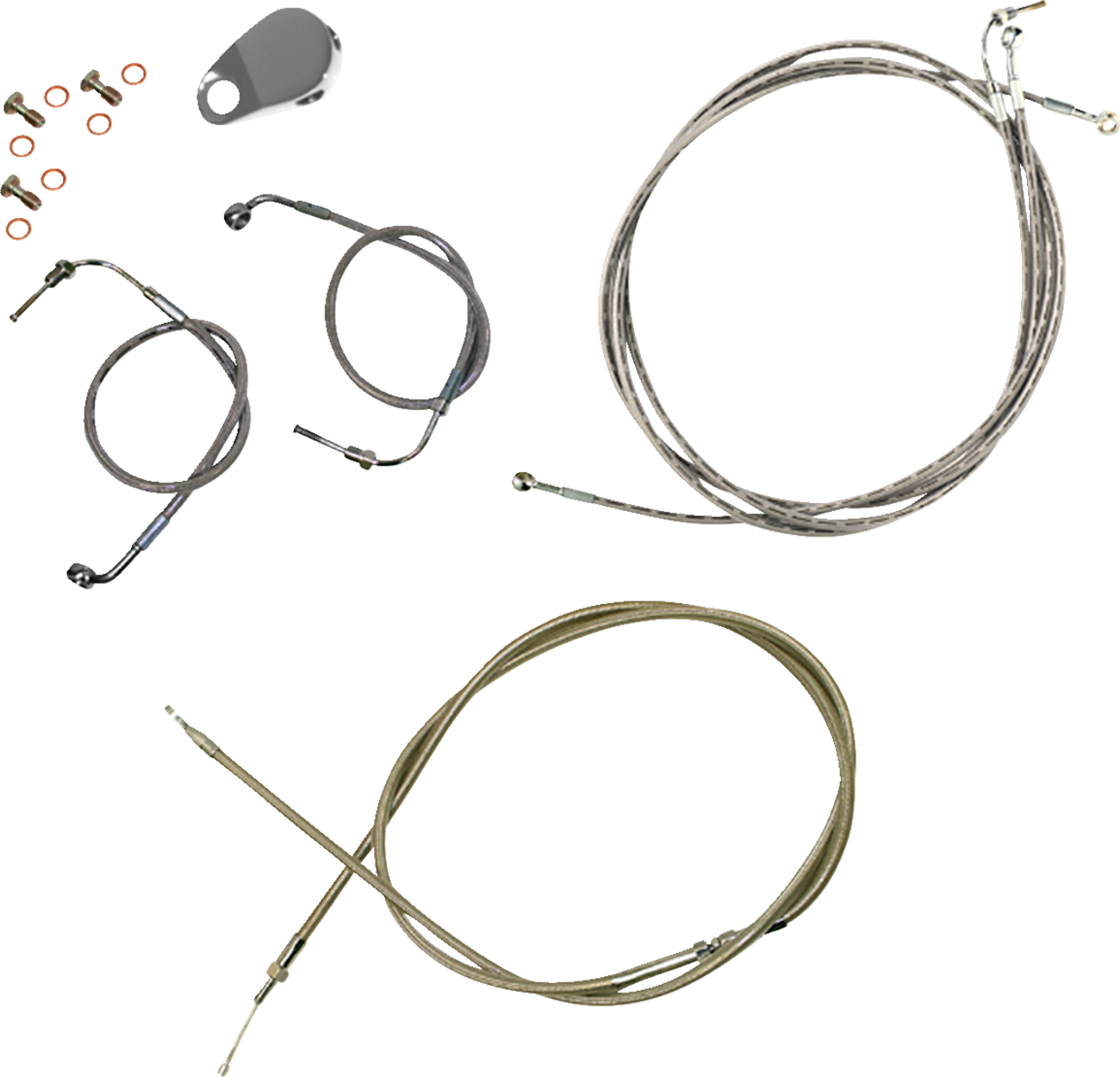 LA CHOPPERS Standard Stainless Braided Handlebar Cable/Brake Line Kit