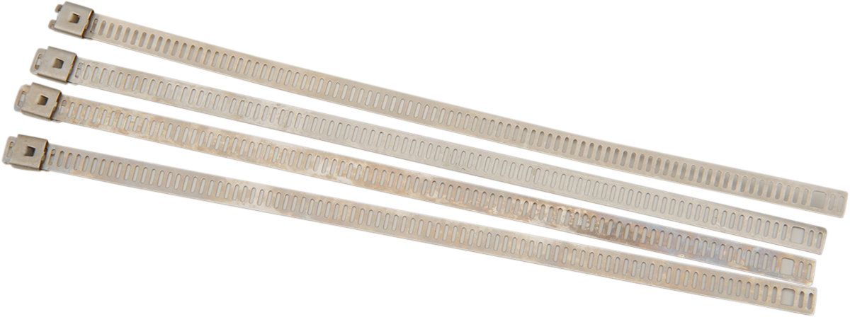 CYCLE PERFORMANCE PROD. Exhaust Wrap Clamps - Silver / 4 Pack 1861-0955