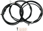 LA CHOPPERS Black Braided Brake Line Kit - Brake Line / 15" / 17" Ape Hanger Handlebars / Black 1741-5492