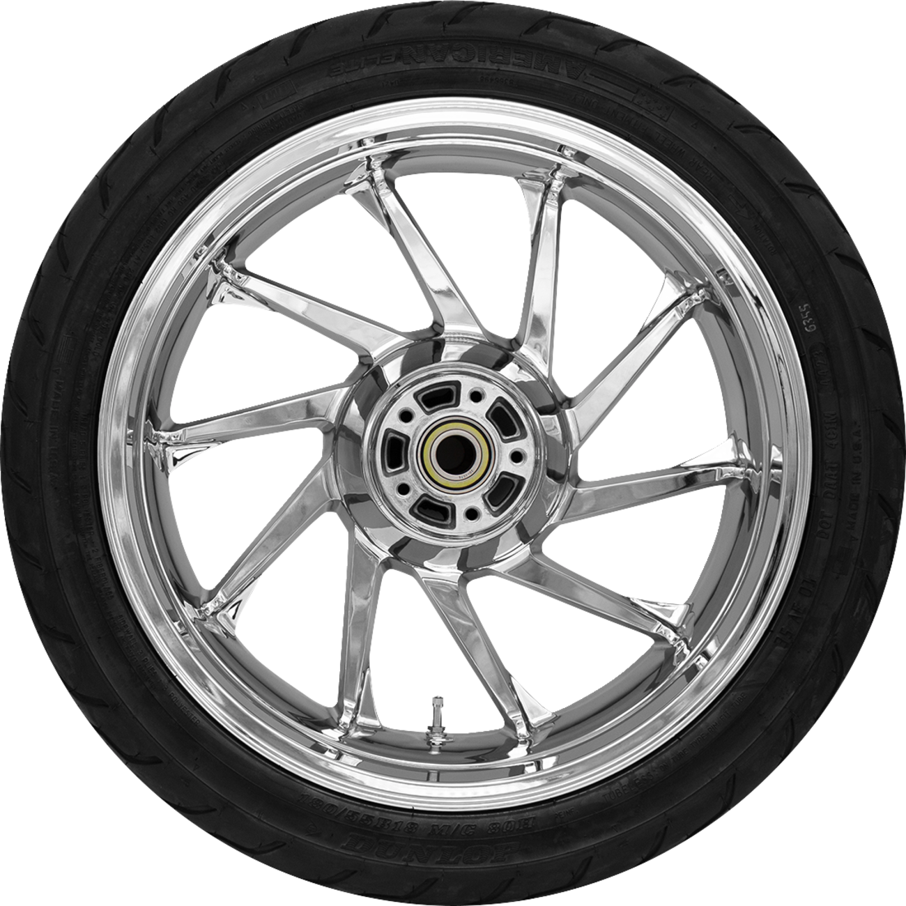 COASTAL MOTO Hurricane Rear Wheel - Chrome (18") | Dunlop Tire (180/55B18) 0336-0023
