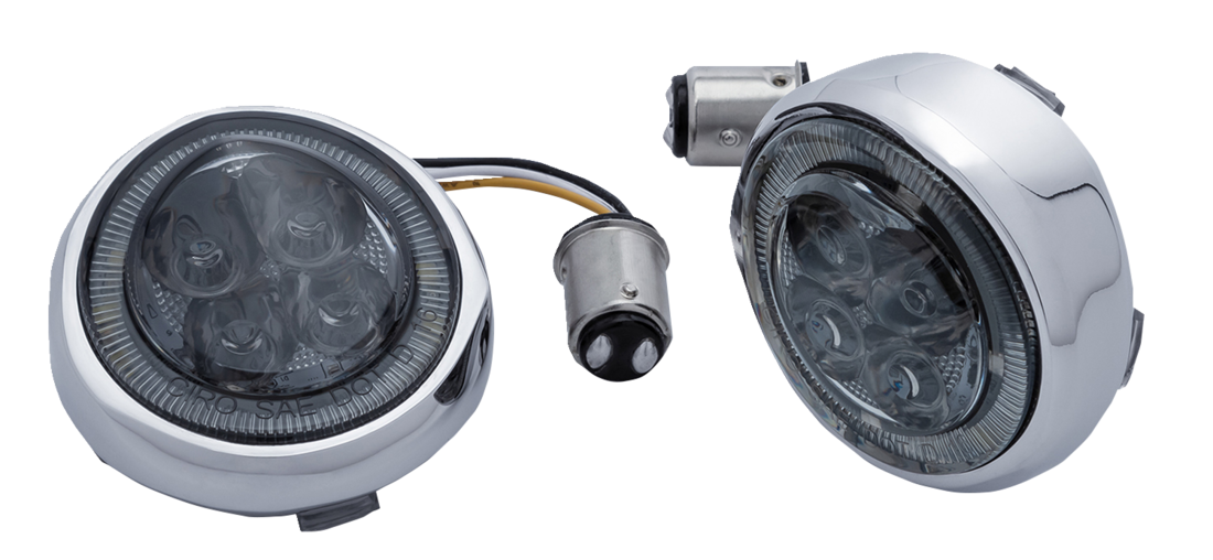 CIRO Turn Signal Insert - Amber/White LED / Smoke Lens / Chrome 2040-2861