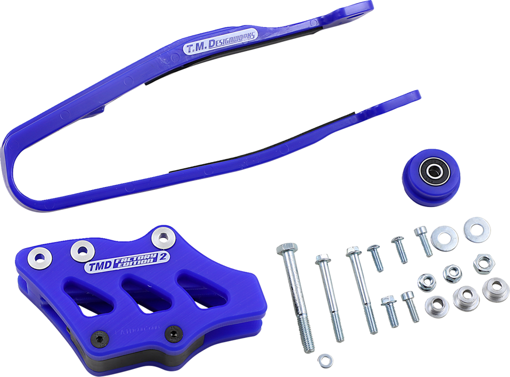T.M. DESIGNWORKS Chain Guide and Slider Kit - Chain Guide/Slider / Blue / Yamaha 1231-1391