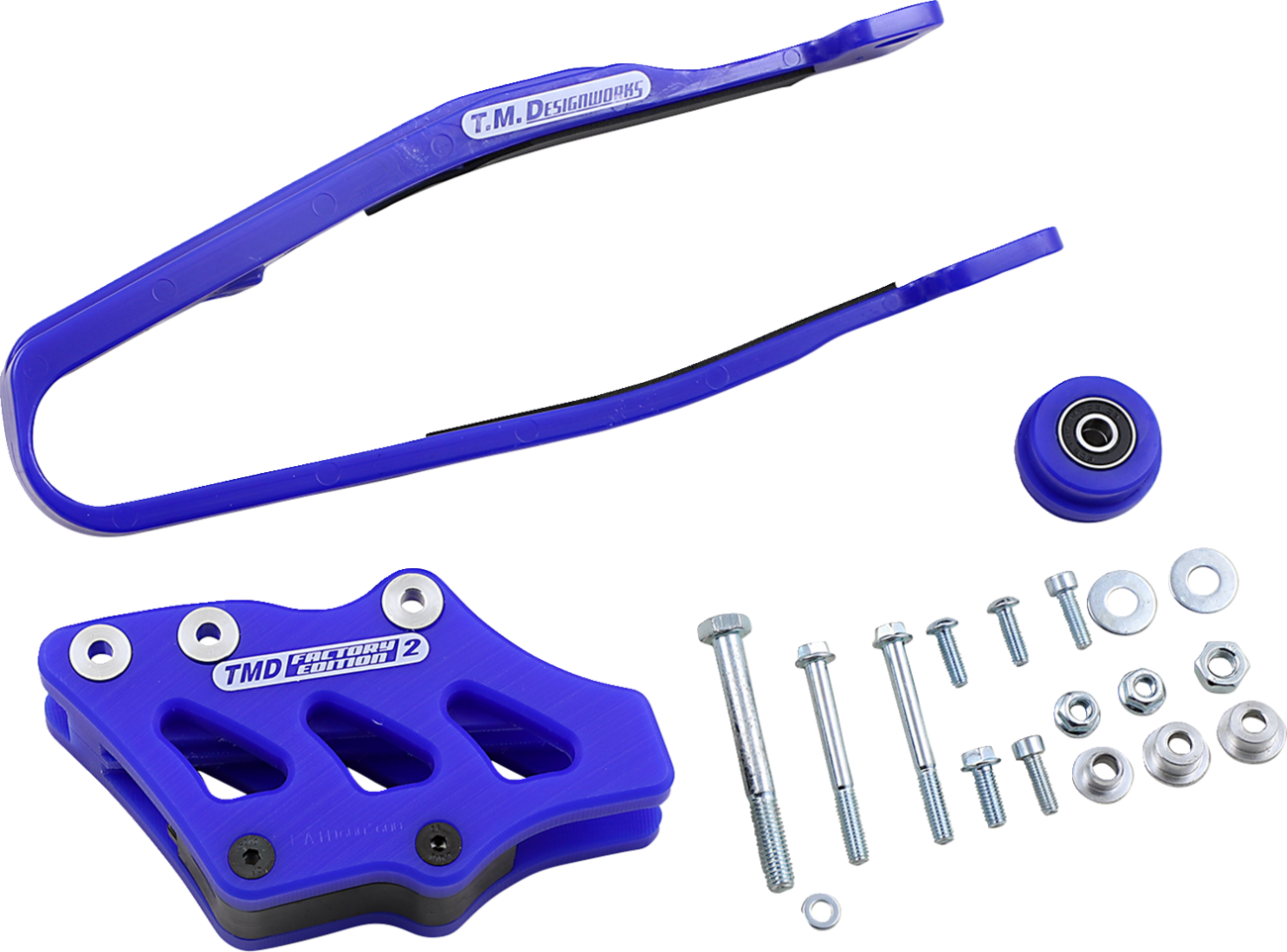 T.M. DESIGNWORKS Chain Guide and Slider Kit - Chain Guide/Slider / Blue / Yamaha 1231-1391
