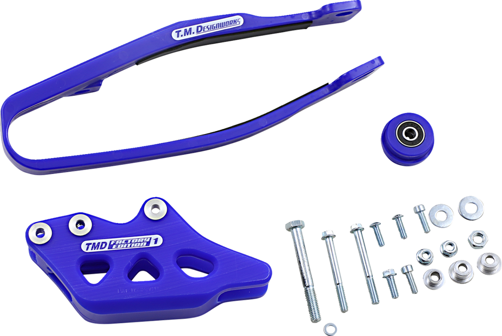 T.M. DESIGNWORKS Chain Guide and Slider Kit - Chain Guide/Slider / Blue / Yamaha 1231-1379