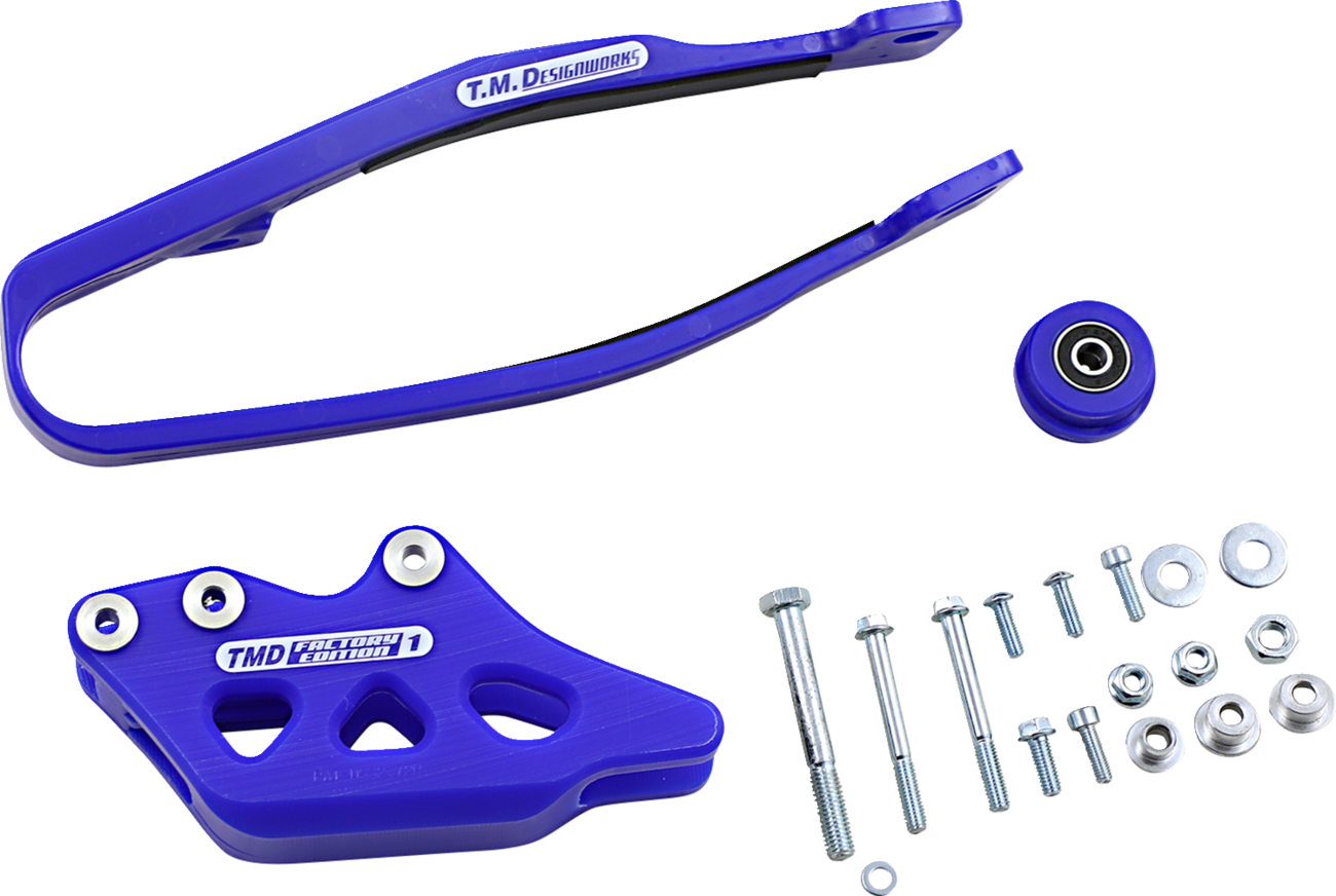 T.M. DESIGNWORKS Chain Guide and Slider Kit - Chain Guide/Slider / Blue / Yamaha 1231-1379